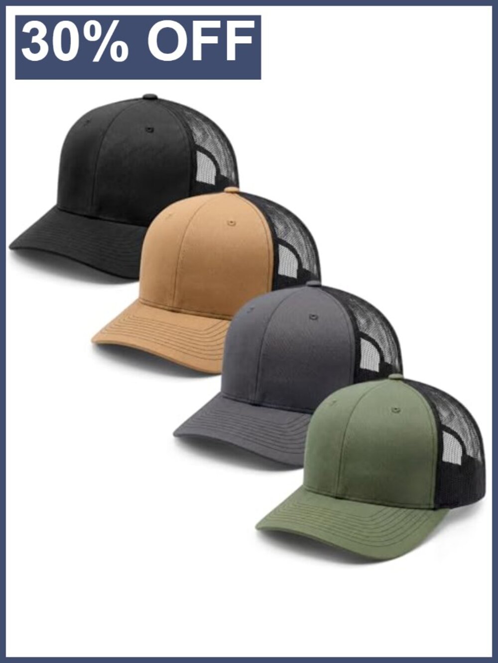 4 Pack Mens Trucker Hat Baseball Cap Adjustable Breathable Mesh Golf